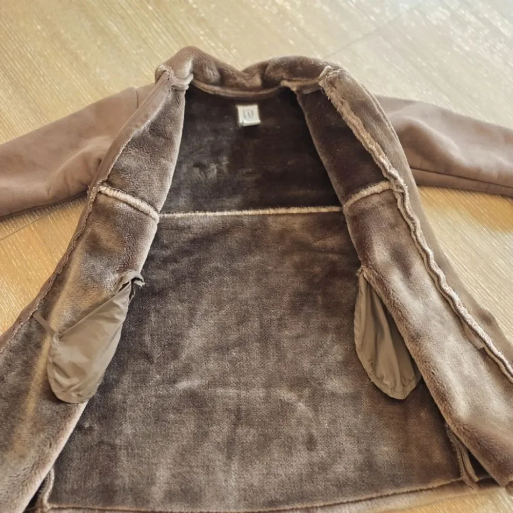 Baby Gap Faux Suede Coat with Faux Fur Lining Mid Length Size 4XL 4 Years